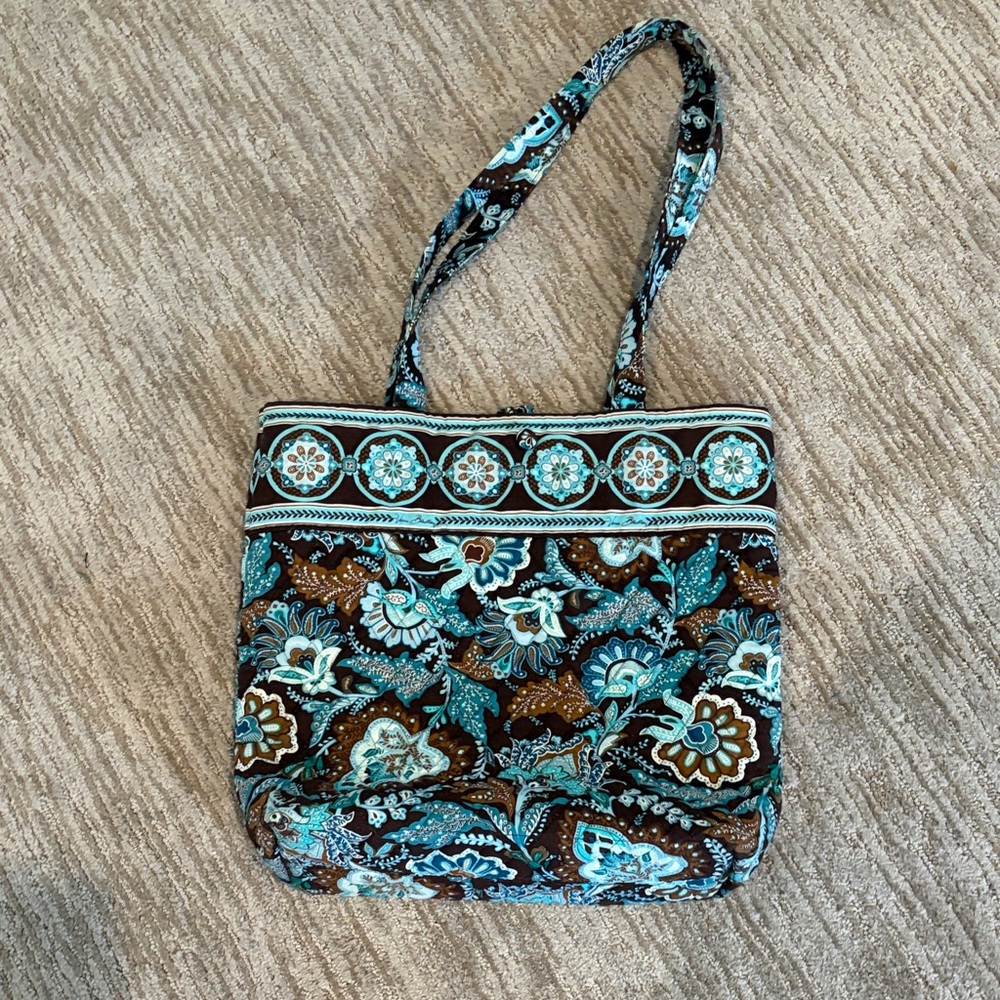 Vera Bradley Floral Shoulder Bag in Teal and Brown